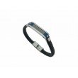 Pulsera Acero Lingote hilos azul Cuero negro