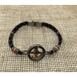 Pulsera Acero Ancla mov. ESP cuerda negra inter
