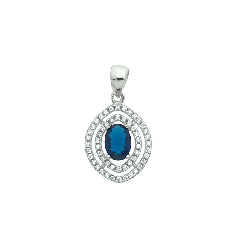 Colgante circonita y plata 925 azul