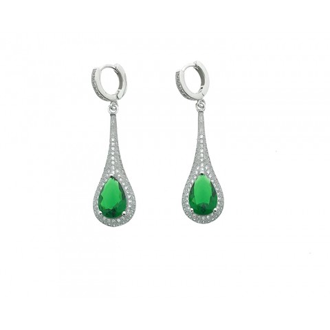  Pendientes circonitas y plata 925 verde