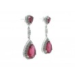 Pendientes Circonitas y  Plata 925  rojo