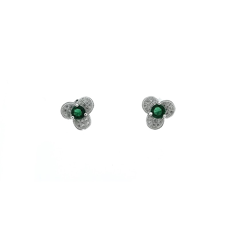 Pendientes circonitas plata 925 verde