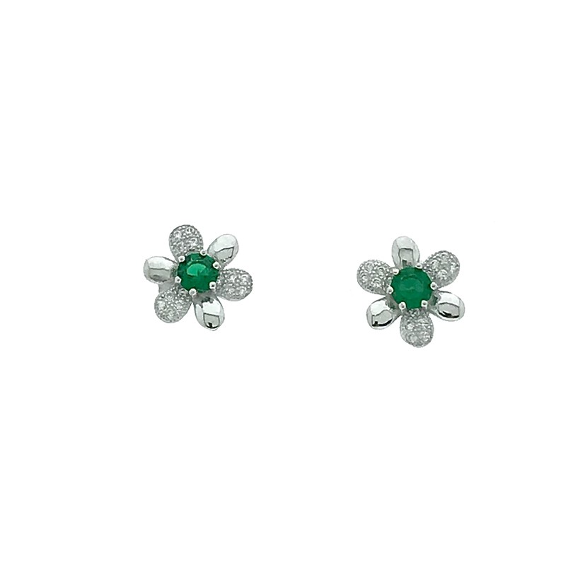  Pendientes circonitas y plata 925 verde