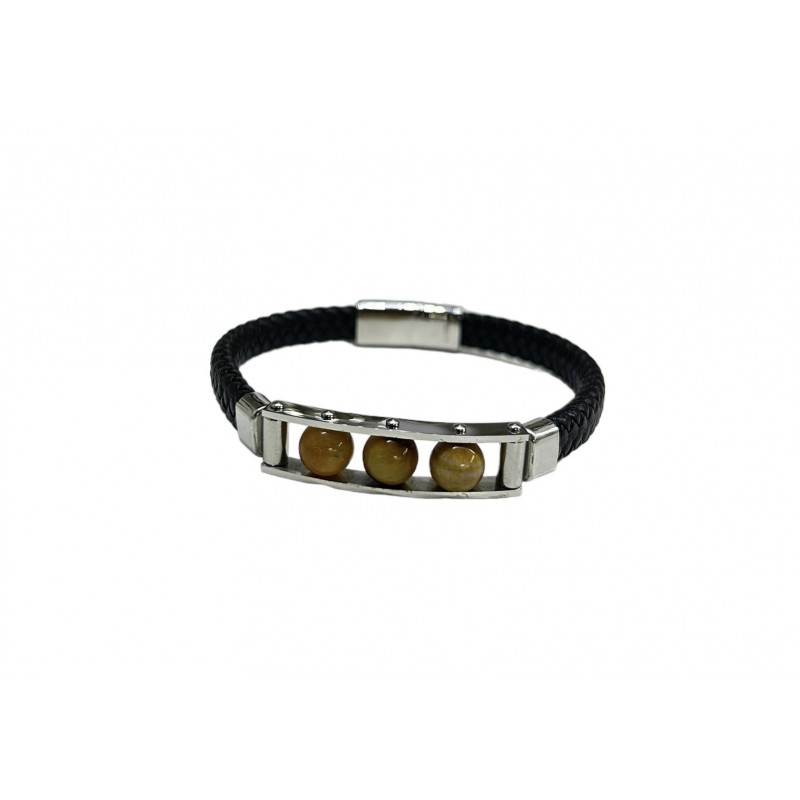 Pulsera acero bolas ojo de tigre 