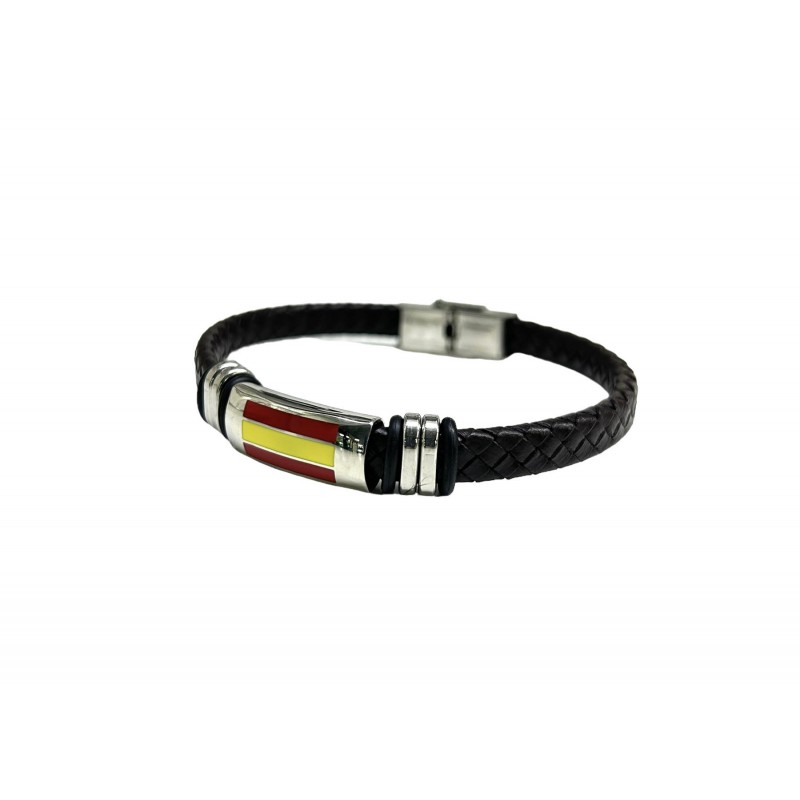 Pulsera acero España trenzado marrón 