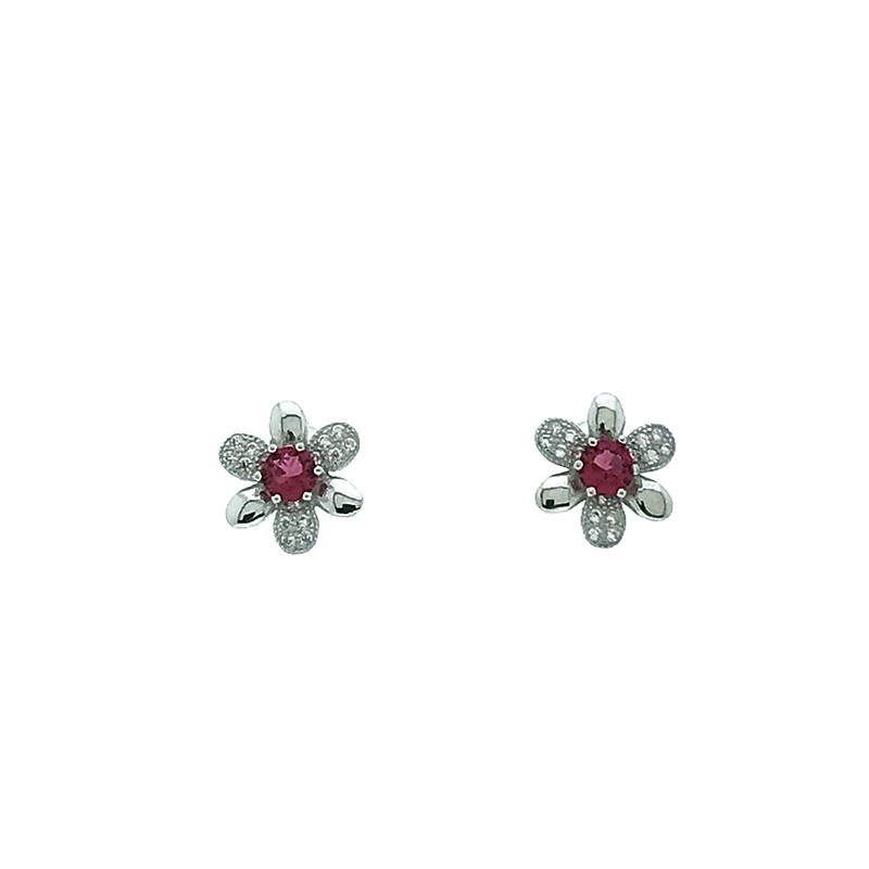 Pendientes circonitas y plata 925 rojo