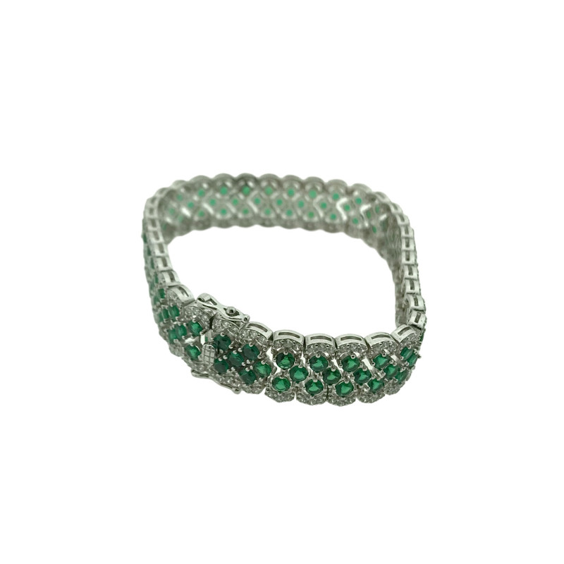 Pulsera circonitas verdes y blanca plata 925 