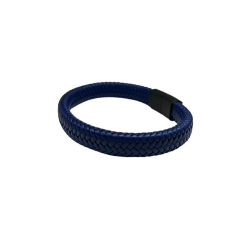 Pulsera acero trenzada ancha azul  