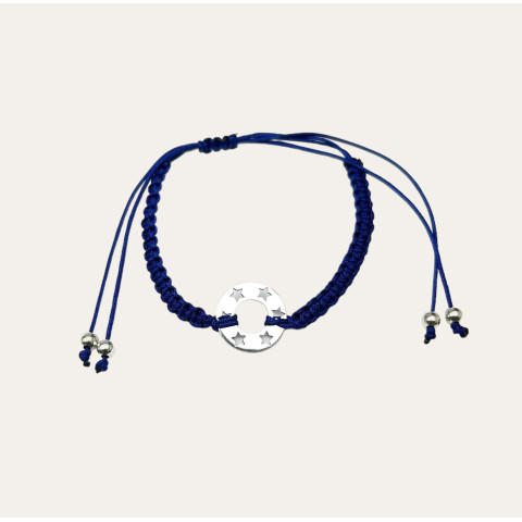 Pulsera macrame estrella plata 925  azul