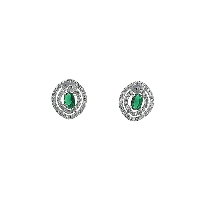 Pendientes circonitas y plata 925 verde