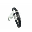 Pulsera Acero Lobo Cuero negro