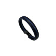 Pulsera acero trenzada ancha negro y azul  