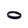 Pulsera acero trenzada ancha negro y azul  