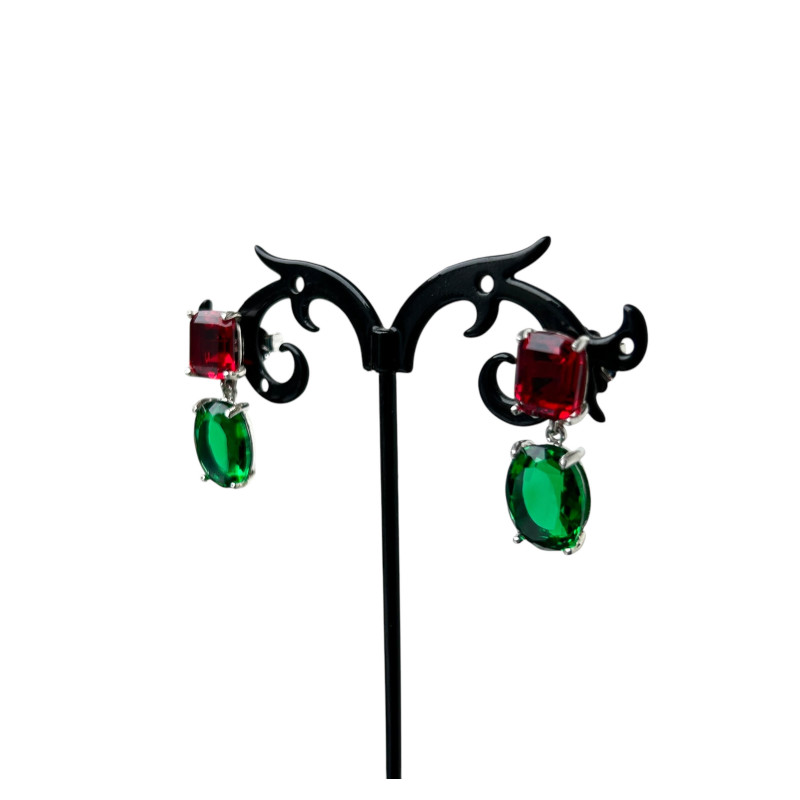 Pendientes circonitas y Plata 925 rojo y verde 