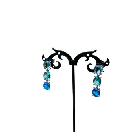 Pendientes circonitas tonos azules claros Plata 