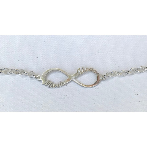 Pulsera infinito personalizada plata Aitor Alicia