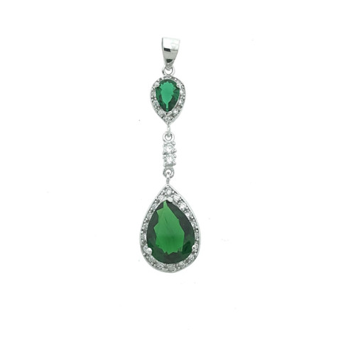 Colgante Circonitas y  Plata 925 verde