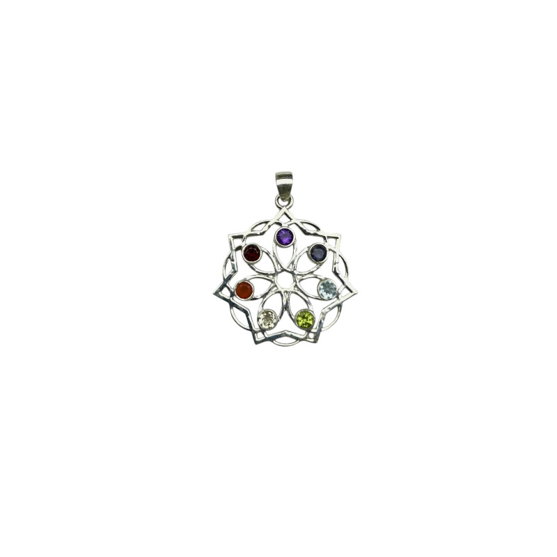 Colgante roseton Chakras Plata 1ªLey 925mm